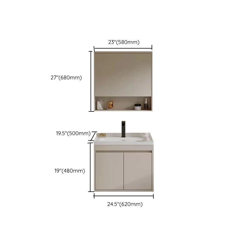 Tocador de lavabo estándar montado en la pared, rectangular, moderno, blanco Clearhalo