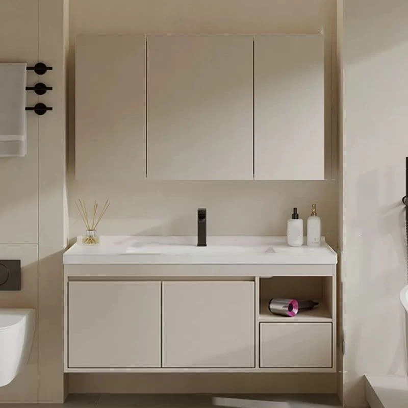 Tocador de lavabo estándar montado en la pared, rectangular, moderno, blanco Clearhalo