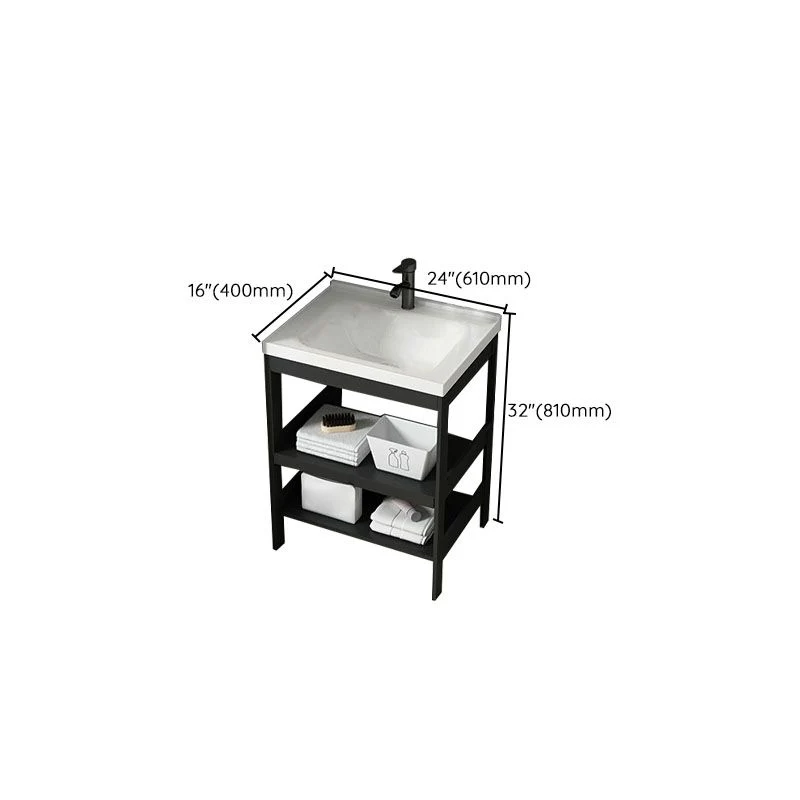 Tocador de lavabo incluido con espejo de metal independiente con lavabo para baño Clearhalo