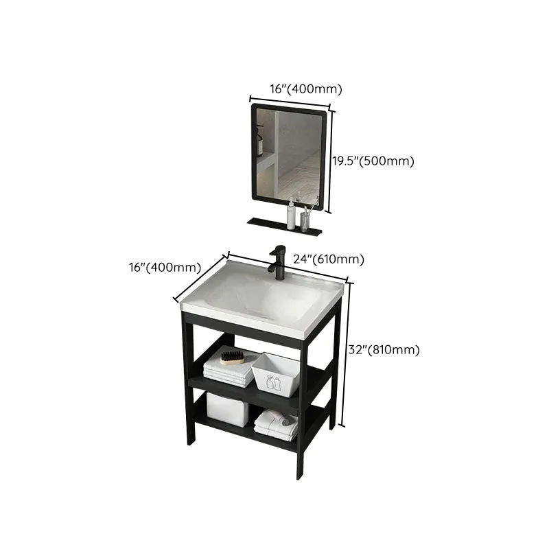 Tocador de lavabo incluido con espejo de metal independiente con lavabo para baño Clearhalo