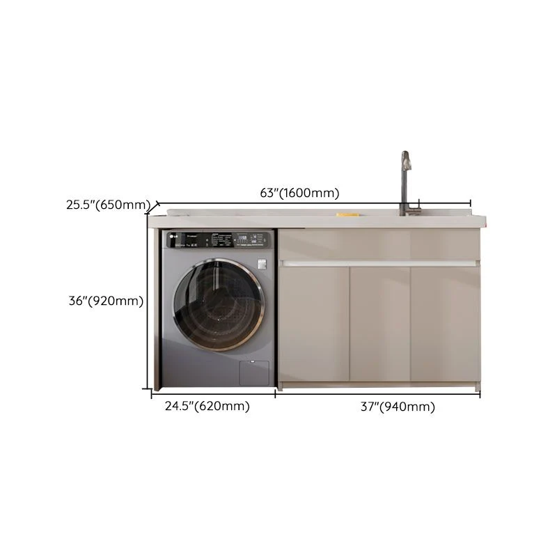 Tocador de lavabo independiente de metal moderno con grifo de lavabo para baño Clearhalo