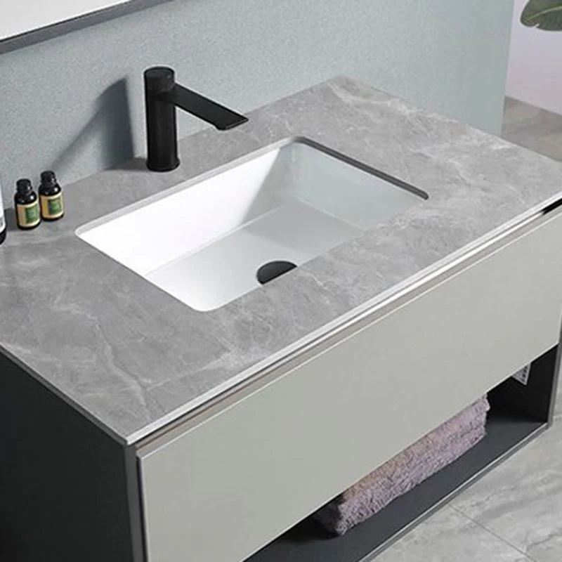 Tocador de lavabo de madera contemporáneo, estantes de almacenamiento, tocador de lavabo de baño Clearhalo