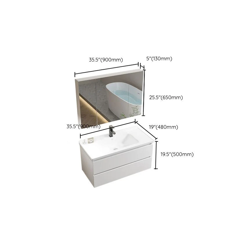 Tocador de lavabo de madera moderno, grifo de montaje en pared de madera, juego de tocador de baño incluido Clearhalo
