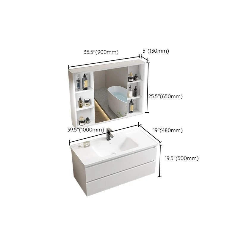 Tocador de lavabo de madera moderno, grifo de montaje en pared de madera, juego de tocador de baño incluido Clearhalo