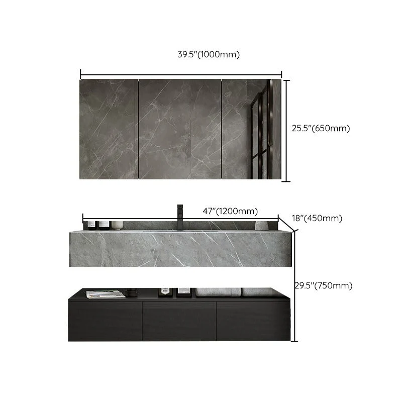 Tocador de lavabo de madera moderno, lavabo de baño independiente con espejo Clearhalo
