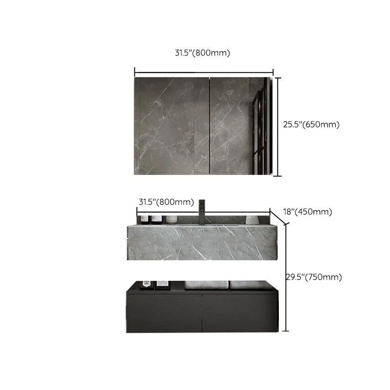 Tocador de lavabo de madera moderno, lavabo de baño independiente con espejo Clearhalo