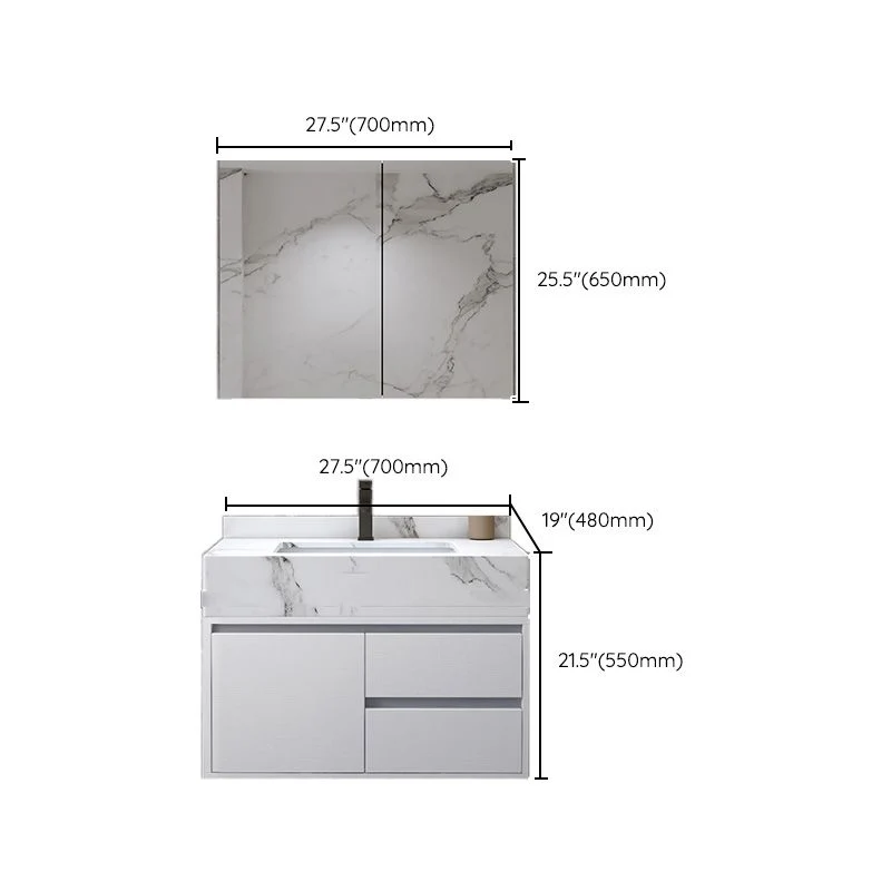 Tocador de lavabo de madera para montaje en pared, tocador de lavabo de baño moderno con espejo Clearhalo
