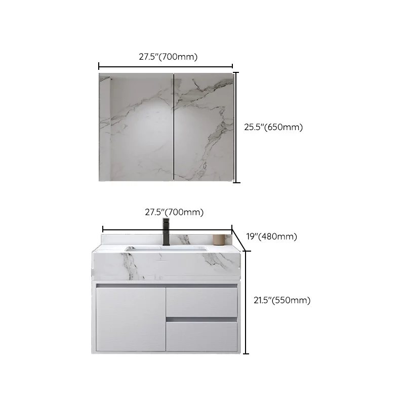 Tocador de lavabo de madera para montaje en pared, tocador de lavabo de baño moderno con espejo Clearhalo