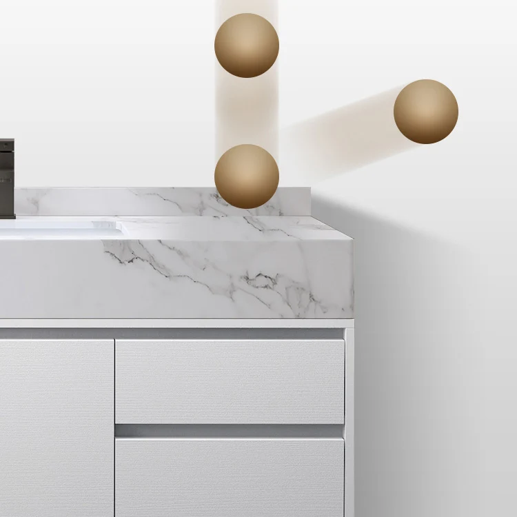 Tocador de lavabo de madera para montaje en pared, tocador de lavabo de baño moderno con espejo Clearhalo