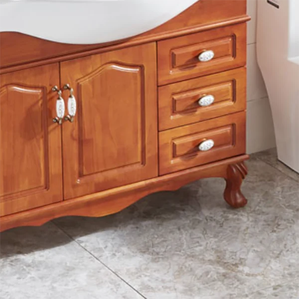 Tocador de lavabo de madera tradicional, lavabo de baño independiente con espejo Clearhalo