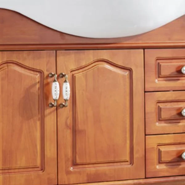 Tocador de lavabo de madera tradicional, lavabo de baño independiente con espejo Clearhalo