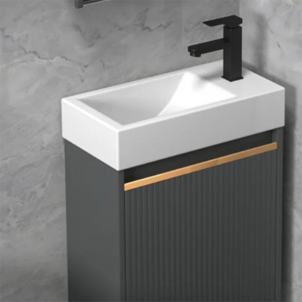 Tocador de lavabo de metal Glam, grifo de montaje en pared incluido, tocador de baño Clearhalo