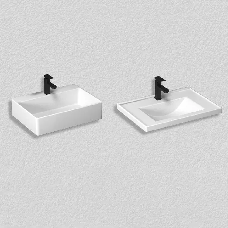 Tocador de lavabo de metal Glam, grifo de montaje en pared incluido, tocador de baño Clearhalo