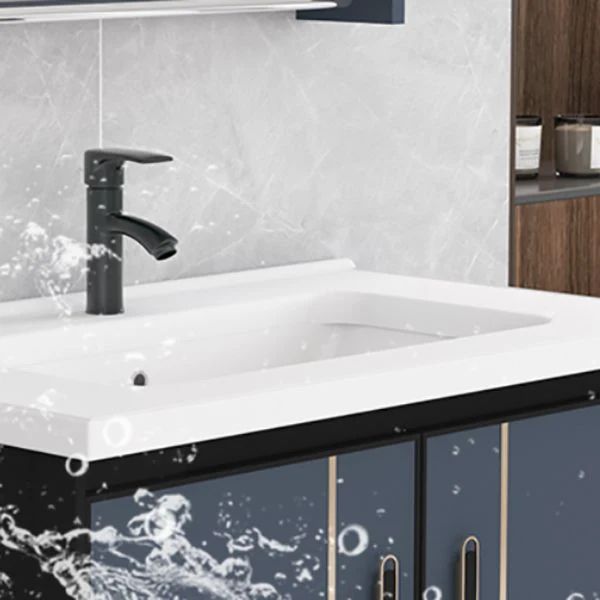 Tocador de lavabo de metal Glam, montaje en pared, tocador de baño de un solo lavabo Clearhalo