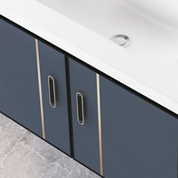 Tocador de lavabo de metal Glam, montaje en pared, tocador de baño de un solo lavabo Clearhalo