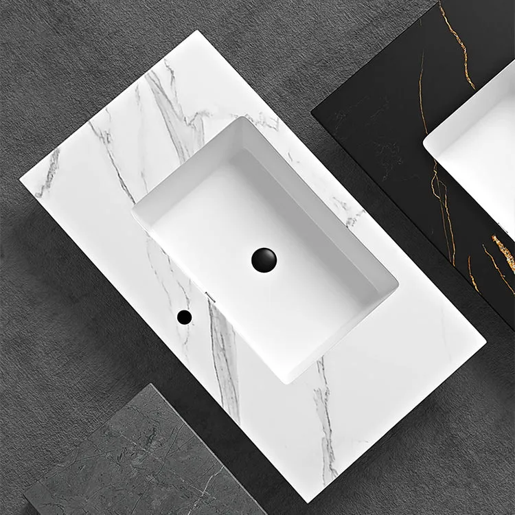 Tocador de lavabo moderno, estantes de almacenamiento de color sólido, juego de tocador de baño de montaje en pared Caqui...