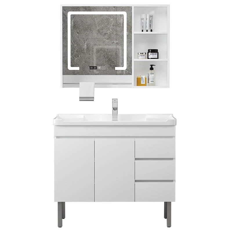 Tocador de lavabo moderno, lavabo de baño de madera independiente con espejo Clearhalo