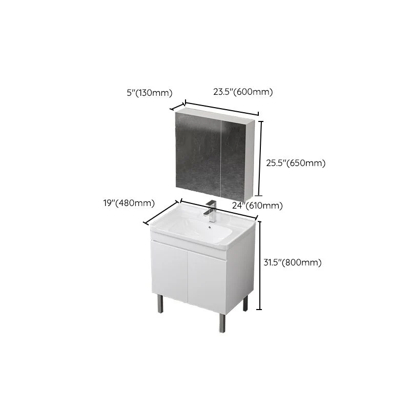 Tocador de lavabo moderno, lavabo de baño de madera independiente con espejo Clearhalo