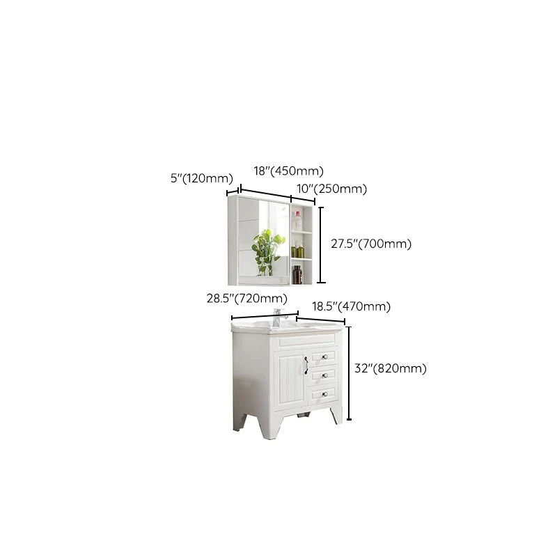 Tocador de lavabo moderno de madera, tocador de baño independiente con espejo Clearhalo