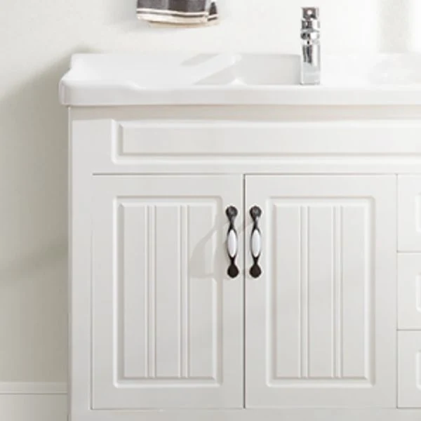 Tocador de lavabo moderno de madera, tocador de baño independiente con espejo Clearhalo