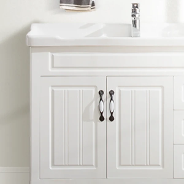 Tocador de lavabo moderno de madera, tocador de baño independiente con espejo Clearhalo