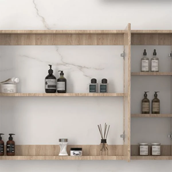 Tocador de lavabo moderno de mediados de siglo, grifo de montaje en pared de madera, tocador de baño incluido Clearhalo