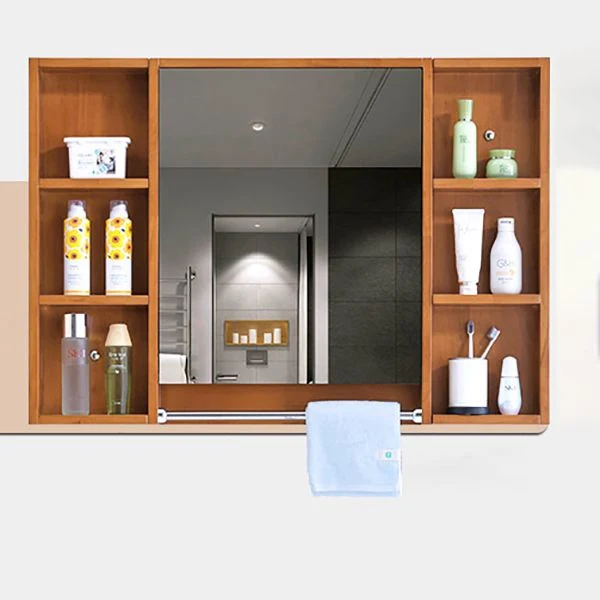 Tocador de lavabo moderno de mediados de siglo, tocador de baño de montaje en pared de madera con espejo Clearhalo