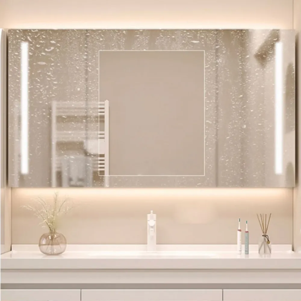 Tocador de lavabo moderno de montaje en pared con lavabo de grifo de espejo para baño Clearhalo