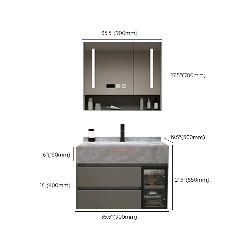 Tocador de lavabo montado en la pared, tocador de lavabo de baño de madera maciza con lavabo individual Clearhalo