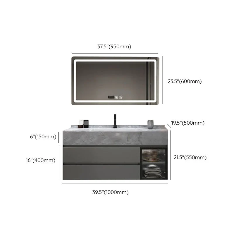 Tocador de lavabo montado en la pared, tocador de lavabo de baño de madera maciza con lavabo individual Clearhalo