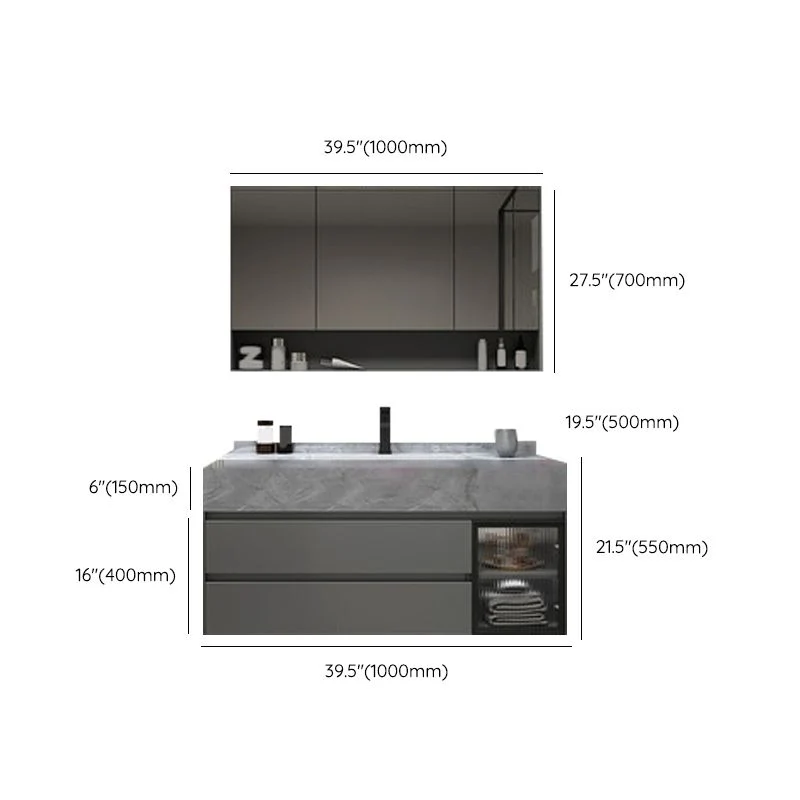 Tocador de lavabo montado en la pared, tocador de lavabo de baño de madera maciza con lavabo individual Clearhalo