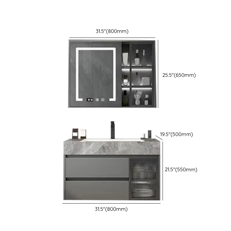 Tocador de lavabo montado en la pared, tocador de lavabo de baño de madera maciza con lavabo individual Clearhalo