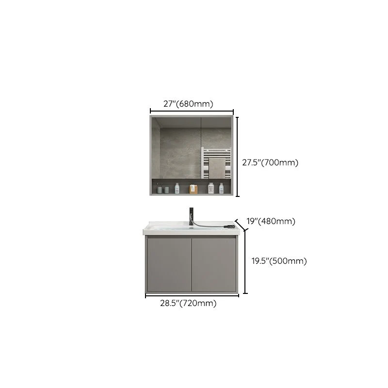 Tocador de lavabo rectangular moderno con tapa de cerámica y montaje en pared simple Clearhalo