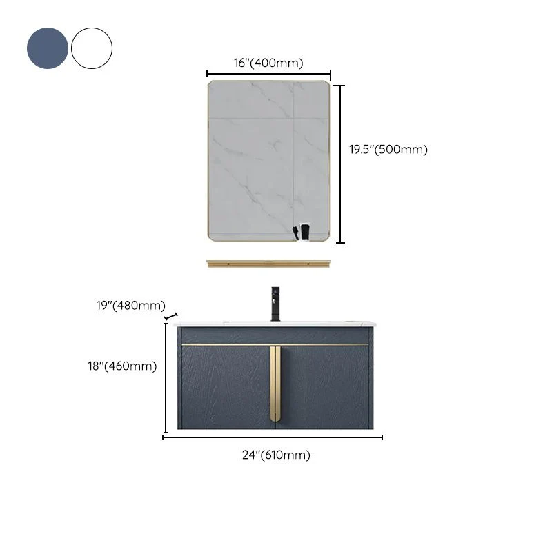 Tocador moderno de acero inoxidable con lavabo de pared para baño con puerta de cierre suave Clearhalo