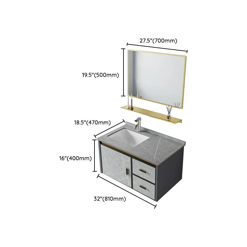 Tocador moderno para lavabo de montaje en pared con puertas de lavabo para baño Clearhalo