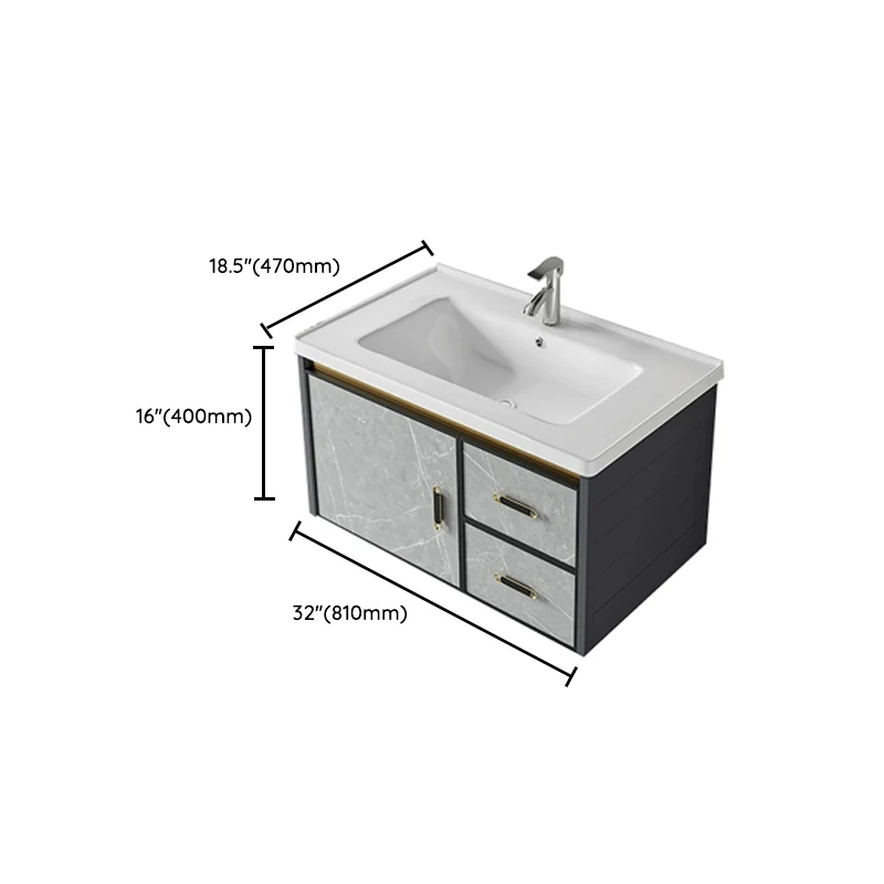 Tocador moderno para lavabo de montaje en pared con puertas de lavabo para baño Clearhalo