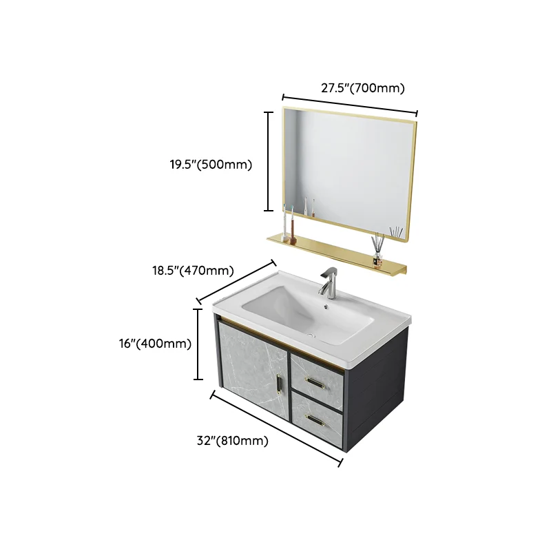 Tocador moderno para lavabo de montaje en pared con puertas de lavabo para baño Clearhalo
