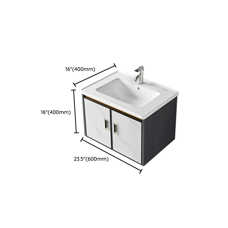 Tocador moderno para lavabo de montaje en pared con puertas de lavabo para baño Clearhalo