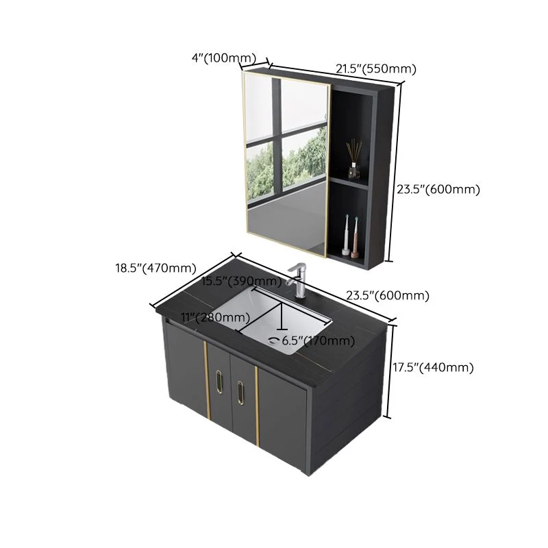 Tocador para lavabo de baño, cajones de cerámica rectangulares, tocador con espejo y grifo Clearhalo