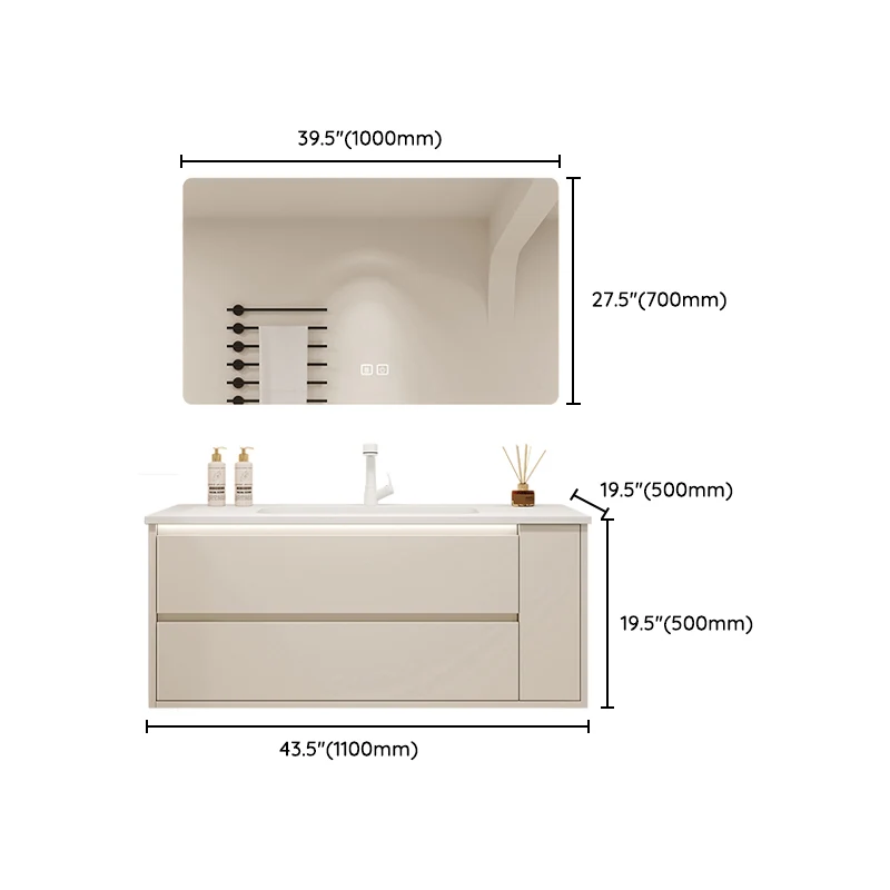 Tocador para lavabo de baño con montaje en pared, espejo incluido, color blanco, con puertas y cajones Clearhalo