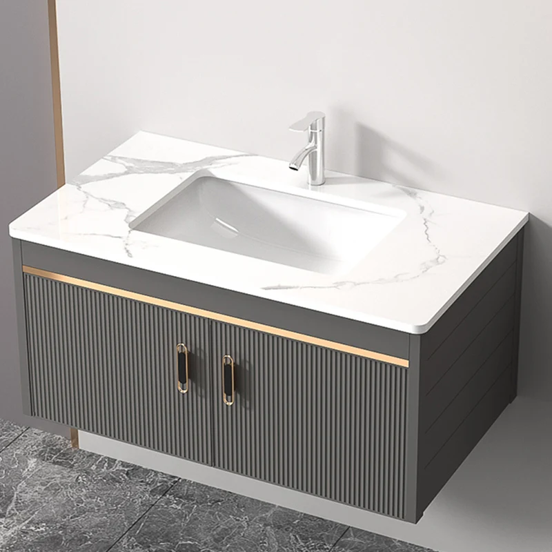 Tocador para lavabo de baño con montaje en pared, grifo Glam incluido, tocador de baño Clearhalo