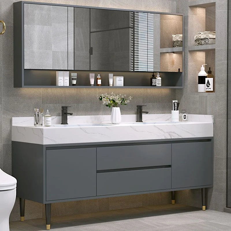 Tocador para lavabo de baño Glam Tocador de baño independiente con espejo Clearhalo