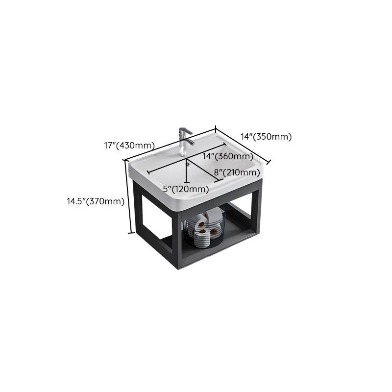 Tocador para lavabo de baño, lavabo rectangular, estante de almacenamiento, tocador para lavabo Clearhalo
