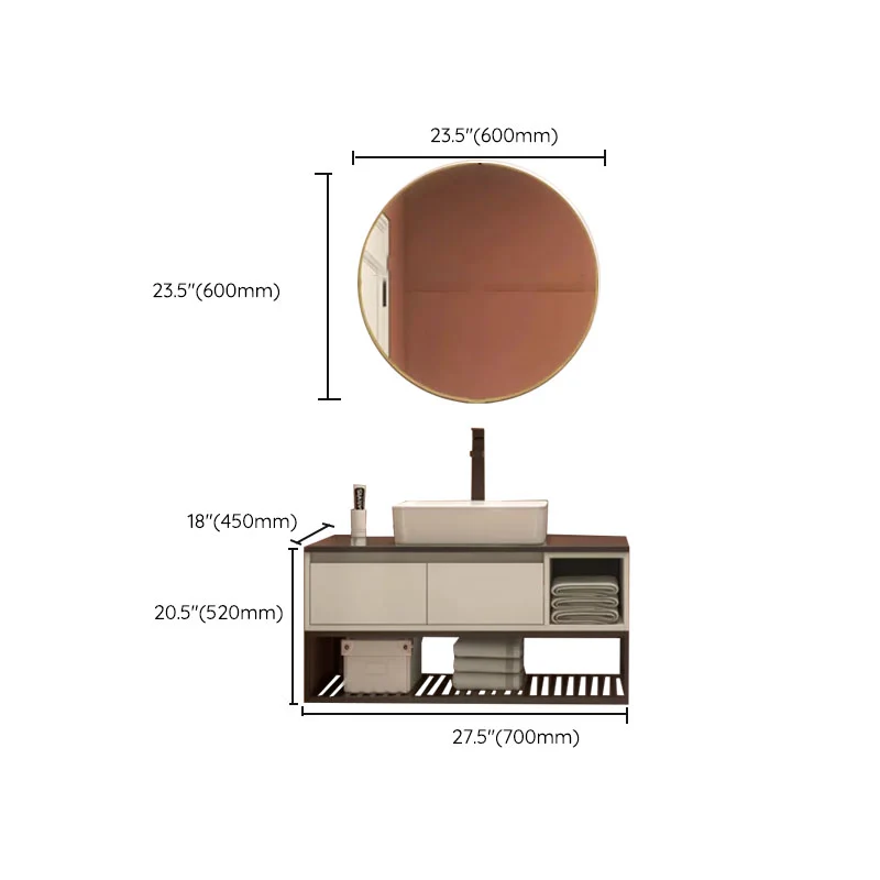 Tocador para lavabo de baño moderno, grifo superior de piedra caliza y estantes incluidos Clearhalo