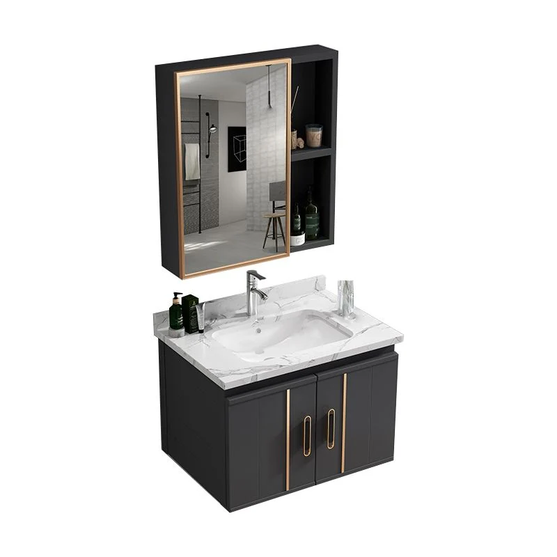 Tocador para lavabo de baño de montaje en pared Tocador de baño Glam con espejo Clearhalo