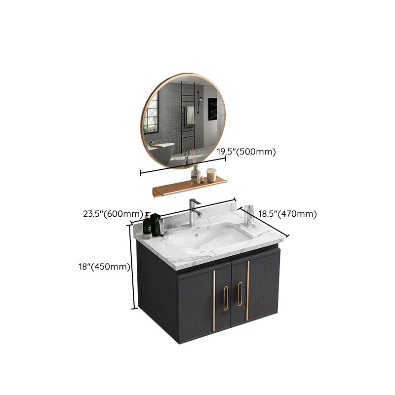 Tocador para lavabo de baño de montaje en pared Tocador de baño Glam con espejo Clearhalo