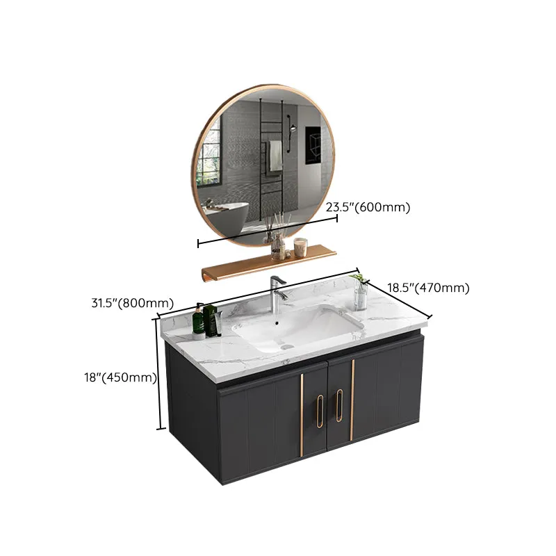 Tocador para lavabo de baño de montaje en pared Tocador de baño Glam con espejo Clearhalo