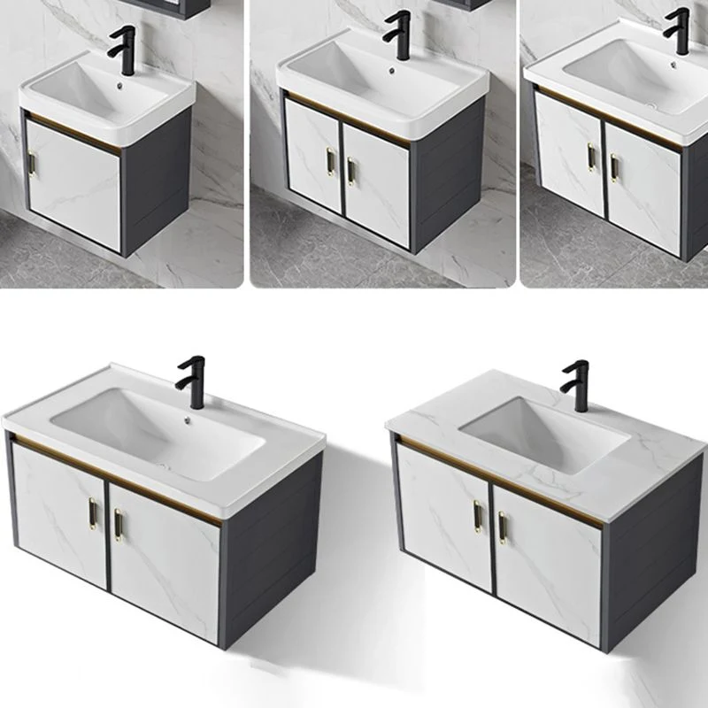 Tocador para lavabo, cajones con espejo montados en la pared, tocador de baño de cerámica con grifo Clearhalo