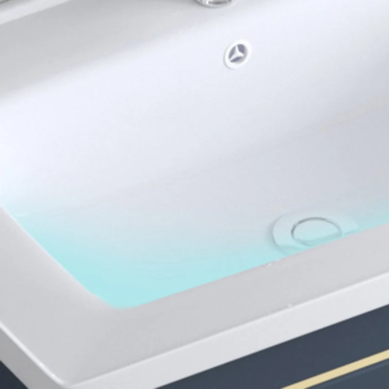 Tocador de pared moderno con lavabo, mueble de tocador de montaje en pared azul Clearhalo