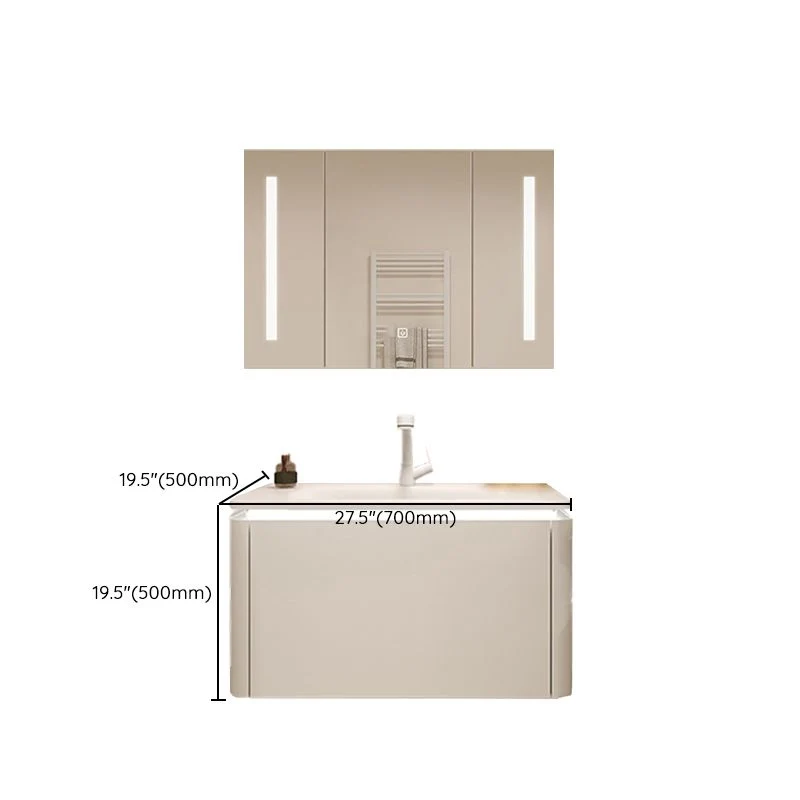 Tocador rectangular blanco con lavabo individual, marco de madera montado en la pared, tocador de baño con espejo Clearhalo